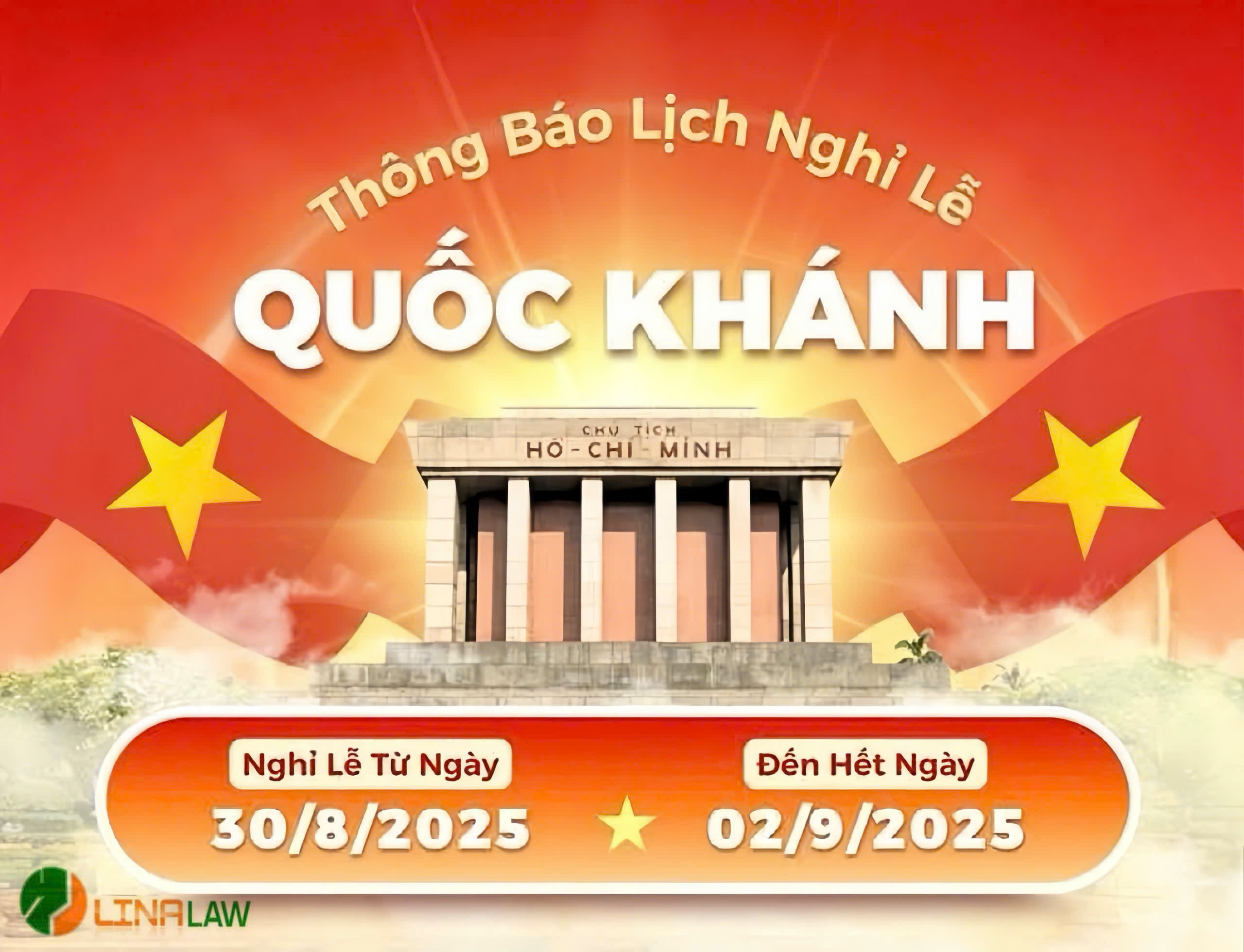 THÔNG BÁO LỊCH NGHỈ LỄ QUỐC KHÁNH NGÀY 2/9 NĂM 2025